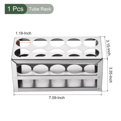 YOKIVE Tube Rack, 3 Layers 304 Stainless Steel Test Tube Rack Holder | Great for 26-29.5mm Lab Test Tube(Silver, 10-Sockets)