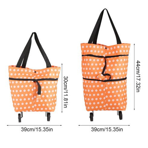 MUNEFE Wheel Rolling Shopping Bag, Foldable Shopping Bag, Shopping Cart with Wheels for Shopping, Camping, Picnicking