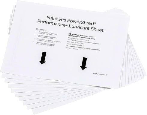 Fellowes 6 8.50 0.031 Inch, 10-Pack Powershred Performance Paper Shredder Lubricant Sheets with Paper Shredder Oil