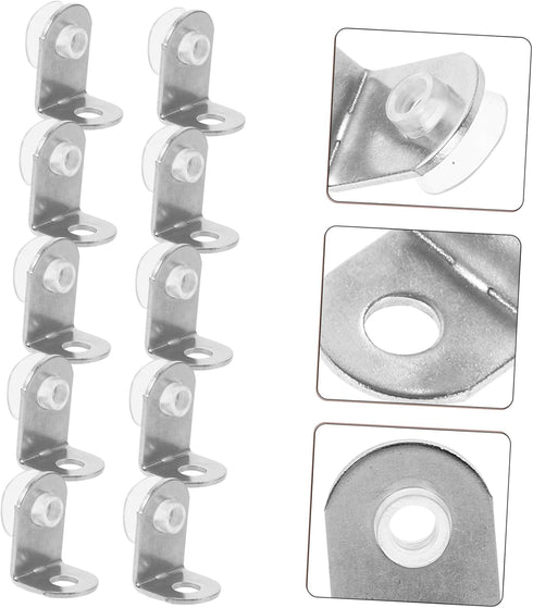 10-Pack Set POPETPOP Stainless Steel Corner Bracket for Secure Glass Shelf Support Rounded Edge Design Heavy Duty Angle