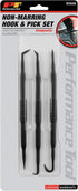 Performance Tool W2039 Mini Pick & Hook Set, 3-Piece with Hooks, Angles, and Straight Tips for Wiring Work