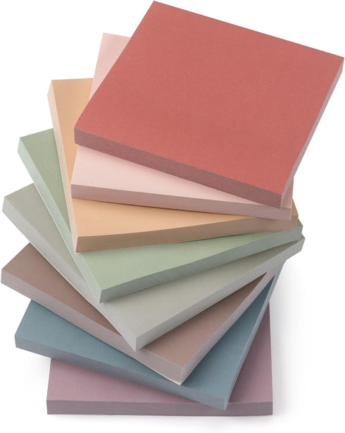 Sticky Notes 3x3 Self-Stick Pads with 8 Morandi Colors, Easy to Post for Office, School, Home, 8 Pads/Pack