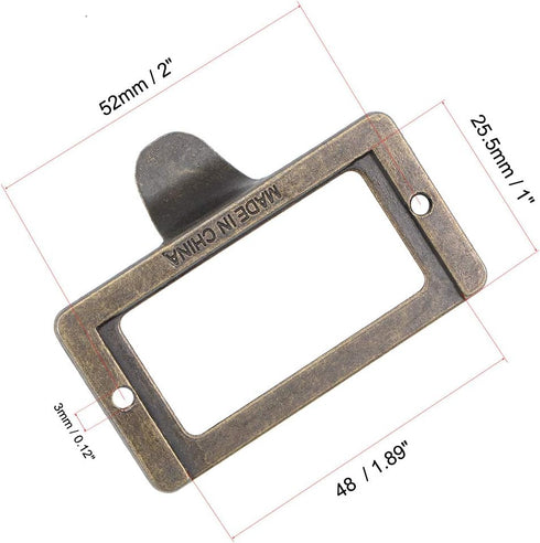 uxcell Vintage Zinc Alloy Label Holder Pull Handles, Bronze Tone, 59x31mm, Pack of 2 with Screws