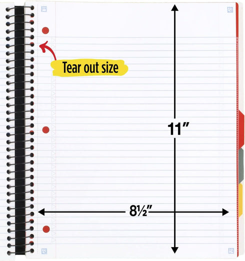 Five Star Spiral Notebook, 5 Subject, 200 Sheets, College Ruled Paper, 8-1/2" x 11", Advance Notebook with Spiral