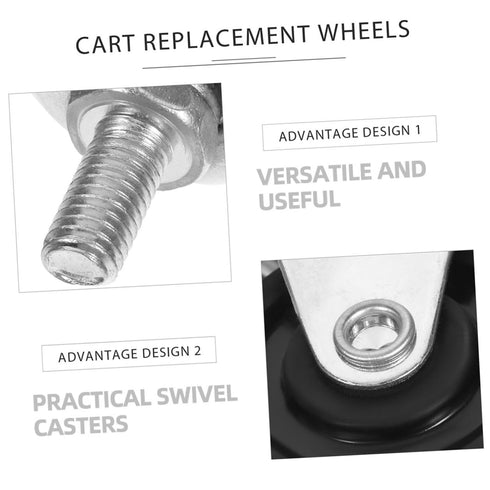 4pcs Beaupretty Threaded Stem Trolley Caster Wheels with Brake Rubber Swivel Casters for Rolling Cart and Furniture