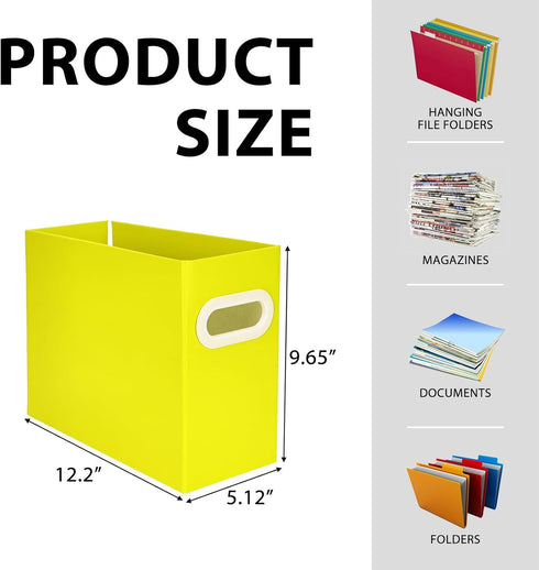 XiePiPi Paper Collapsible File Box - Cardboard Hanging File Folders Organizer for Letter Size, Portable with Handles,