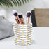 WAVEYU Pencil Holder, Ceramic Desk Organizer with Pineapple Pattern, Makeup Brush Holder for Office, Home - Yellow
