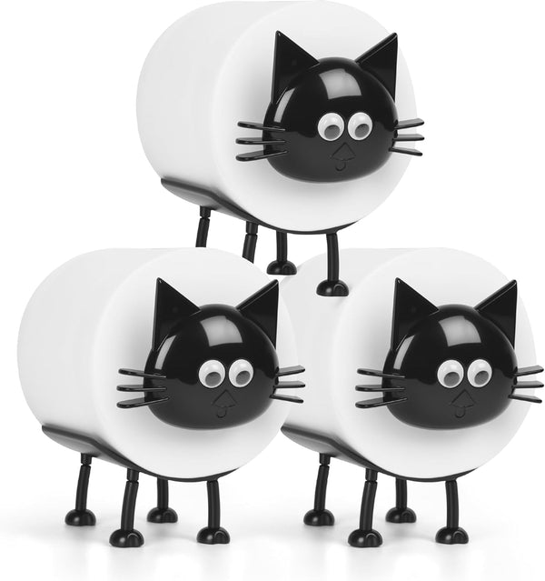 AmaQueen 3 Pack Cat Paper Towel Holder, Decorative Bathroom Decor Wall Art and