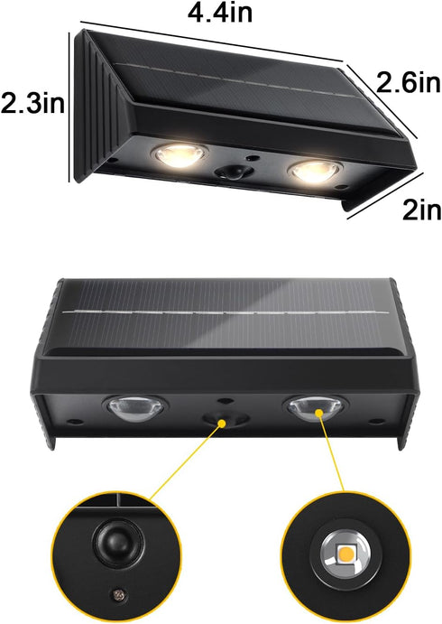 3000K Sign(1Pack, Solar Wall Lights Outdoor Warm White Downlights Waterproof LED Dusk to Dawn Solar Lights for House