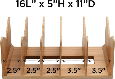 MobileVision Bamboo Paper Holder and Label Organizer, 5 Wide Dividers for Office Organization and Storage