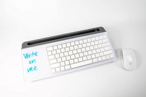 Glassboard Studio Glass Dry Erase Doodle Tray for Desktop, Marker and Eraser Included, Gray, 8 Markers