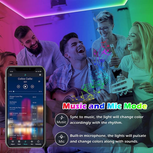 20FT 5050 Led Strip Lights,Long Smart Led Light Strips Music Sync RGB Color Changing Rope Lights,Bluetooth APP/IR