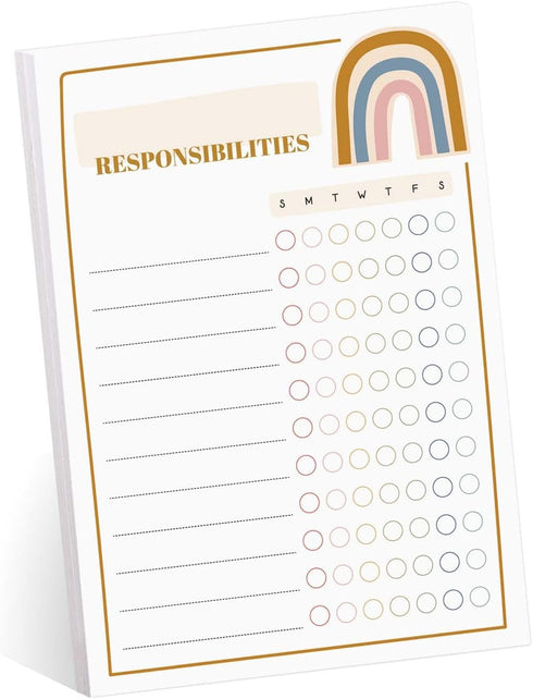 Modern Rainbow Responsibility Chart Sticky Note Pad, 50 Sheets, 8" x 11.5" Boho Chore Tracker Checklist