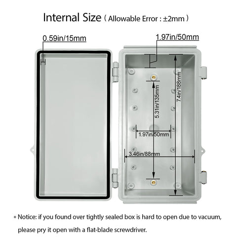 LeMotech Electrical Box, IP67 Waterproof Hinged Cover Junction Box, ABS Plastic Enclosure with Mounting Plate, Wall