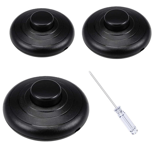 Volwiqu 3Pcs Floor Lamp Foot Switch,Black Foot Pedal Switch for Lamp Switch Replacement,Round