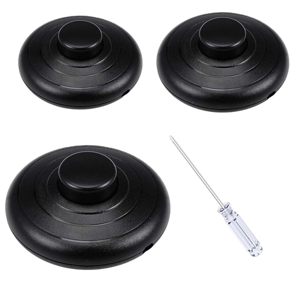 Volwiqu 3Pcs Floor Lamp Foot Switch,Black Foot Pedal Switch for Lamp Switch Replacement,Round