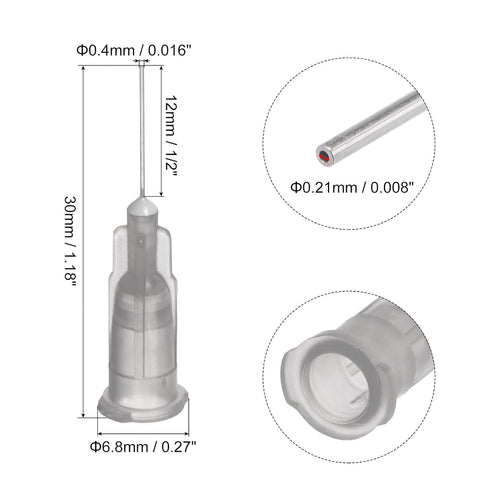 uxcell Industrial Blunt Tip Dispensing Needle with Luer Lock for Liquid Glue Gun, 27G 1/2", 20 Pcs (Gray)