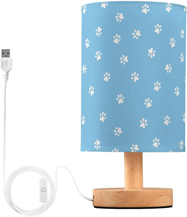 CTYSHTDL Bedside Lamp Cat Paw Dog Blue Print Table Lamp for Bedroom LED