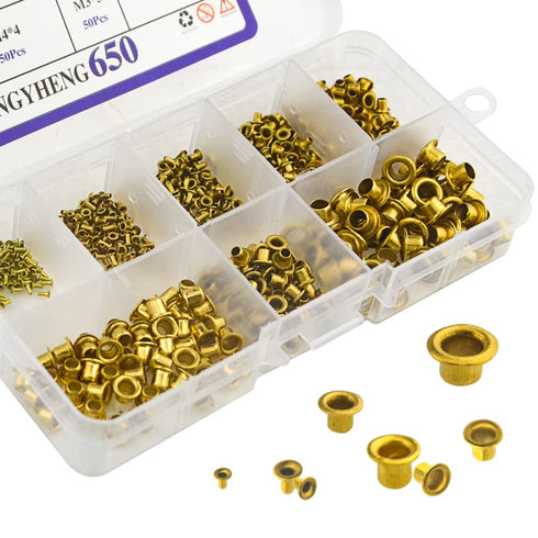 XINGYHENG 650Pcs Mixed Zinc Plated Copper Rivets Assortment Kit, 8 Values M0.9(d)-M5(L) with Plastic Storage