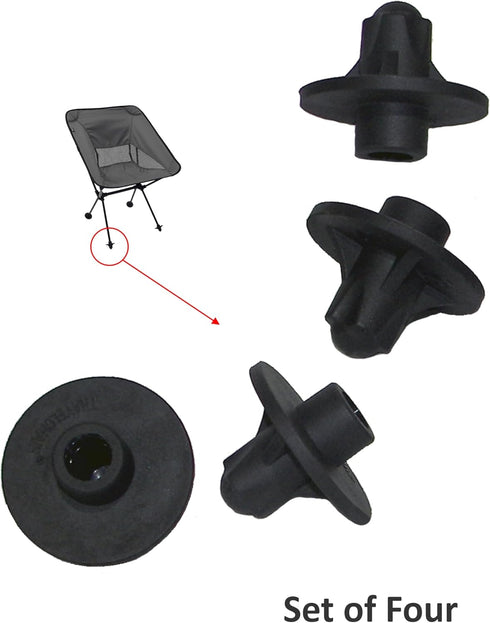 Travel Chair Set 4 .5-Inch (12.5mm) Anti-Sink Disc Feet of for Shock Cord Camping Chairs - Enhance Stability on Soft