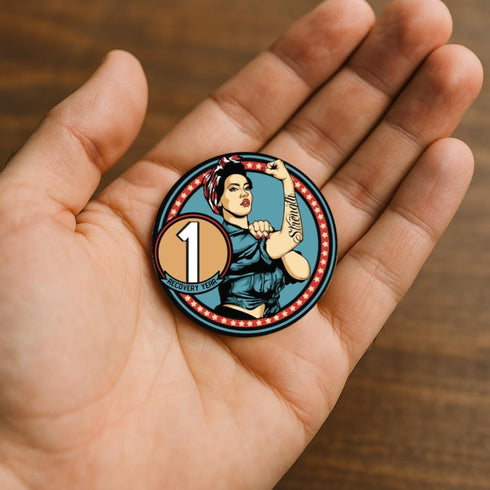 MYRECOVERYSTORE Rosie Recovery AA Medallions - Sobriety Coin with 3rd Step Prayer, Unique Alcoholics Anonymous Gift