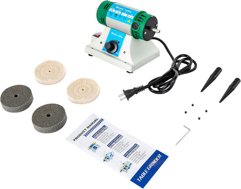 320W Jewelry Polisher, Bench Buffer Polisher Jewelry Grinder Bench Lathe Polishing Buffing Machine Variable Speed