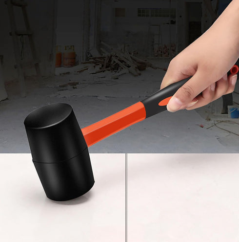 12 Oz Rubber Mallet Hammer with Shock-absorbing Handle for Floor Installation, Camping, Tent Stakes, Home Decoration