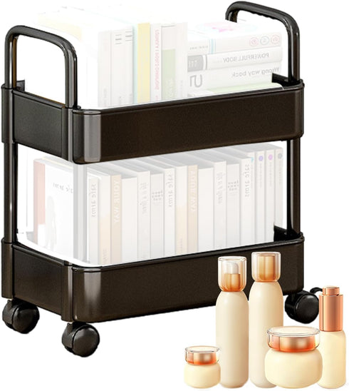 Generic 2-Tier Utility Cart - Mobile Kitchen Slide Out Organizer On Wheels, Storage Handcart, Rolling Utility Trolley |