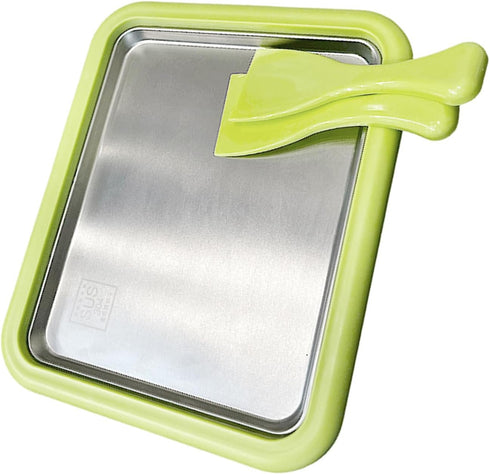 Naroote 2 Frozen Rolled Ice Cream Maker Kit, Stainless Steel Freeze Plate with Scrapers, Homemade Desserts Kit