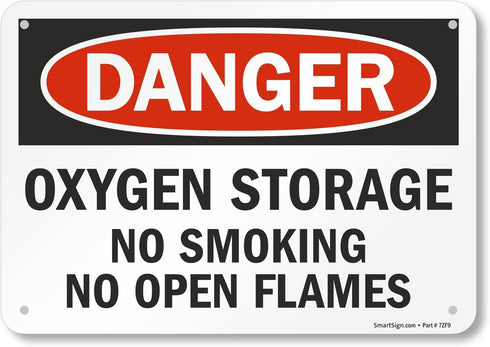 SmartSign S-5904-PL-10 Danger - Oxygen Storage, No Smoking Sign, 7" x 10" Plastic