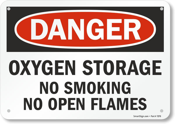 SmartSign S-5904-PL-10 Danger - Oxygen Storage, No Smoking Sign, 7" x 10" Plastic