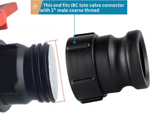 Cam and Groove Fitting IBC Tote Adapter (2" Female Buttress Thread x 2" Male Adapter)