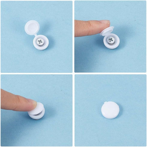 1 200Pcs 8 GORGECRAFT Box Colors Hinged Screws Cover Caps Fold Snap Covers Plastic Shutter Screw Caps Washer Flip Tops