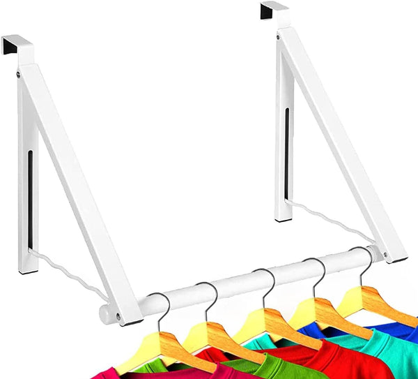 HOLDN’ STORAGE Foldable Over The Door Hanger Rack for Hanging Towels, Coats & Clothes - Hooks for Bedroom, Washroom,