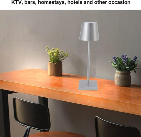 Dimmable TOPINCN, High Brightness LED Touch Modern Simple, Rechargeable Cordless for Restaurant Bar (Silver)