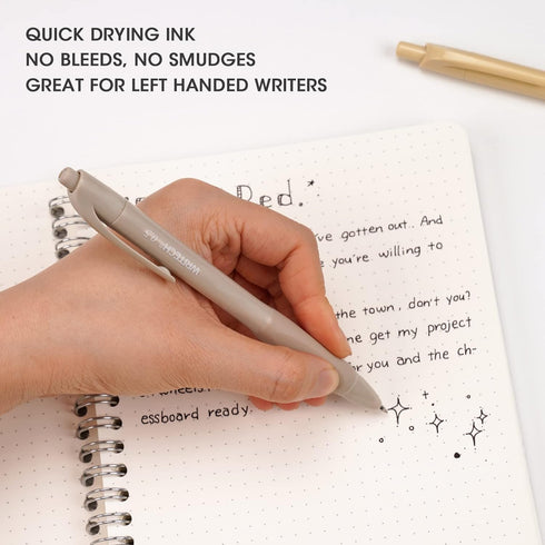 WRITECH 0.5mm Gel Pens with Soft Grip - 8ct Retractable Black Ink Pens for Smooth Writing, No Smear or Smudge