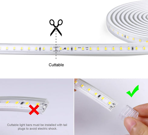 16.4ft 600 6500K 110V AIMENGTE Outdoor LED Strip Lights Waterproof, LEDs, Cool White Rope Light for Bedroom, Kitchen