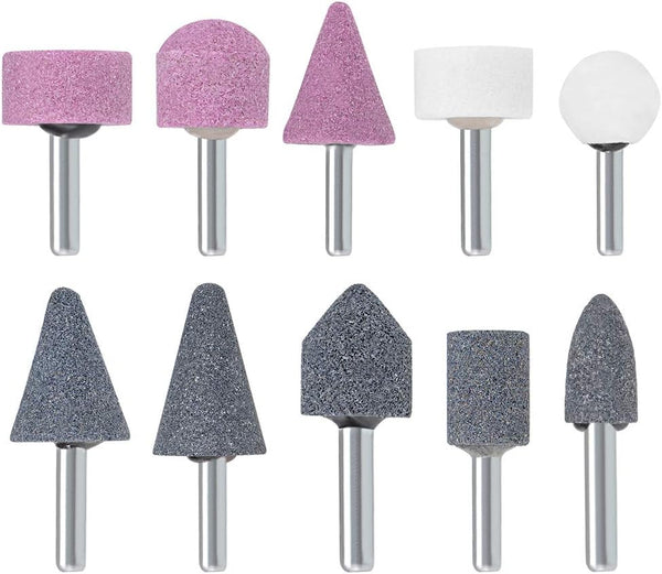 uxcell Abrasive Stone Points Set, Grinding Wheel Polishing Head Bit with 6mm Shank, 10Pcs