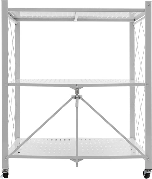 Oiveinya Cart,3-Tier Foldable Storage Rolling Portable Utility Service Cart with Wheels Folding Metal Cart Organizer