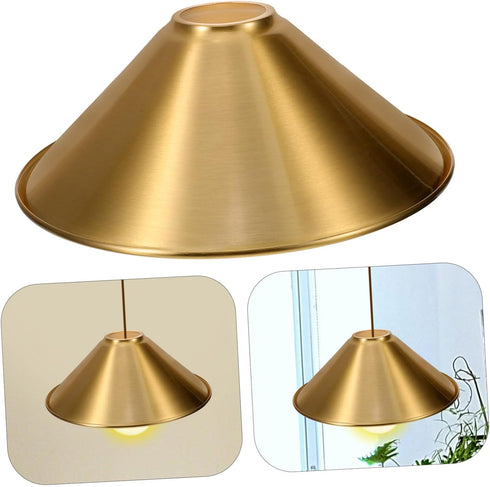 Hemobllo Copper Plated Metal Lamp Shade Cone for Ceiling Pendant Light Base Modern Lampshade for Desk and Floor Lamps