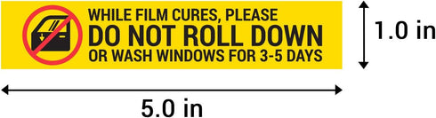 DO NOT ROLL DOWN Window Tint Stickers - 5 x 1 in. Car Automotive Window Film Tint Warning Caution Label Stickers for Professional Tinter and Auto Tint Shop Business, Yellow - 300 Labels, 1 Pack by OfficeSmartLabels