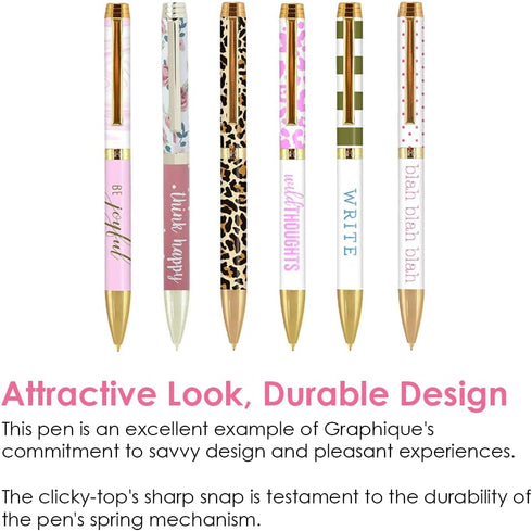 Graphique Cheetah Fashion Pen, 5.5" Ballpoint Pen with Refillable Black Ink, Twist-Top Unique Gift
