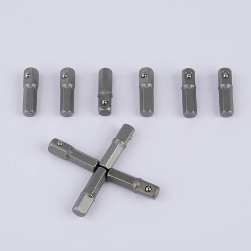 10PCS Replacement Impact Socket Extension Adapter Set, 1/4" Hex Shank to Square Drive 25mm, Chrome Vanadium
