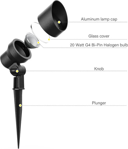 Malibu Low Voltage Landscape Lighting 20W Outdoor Spotlight G4 Halogen Bulb