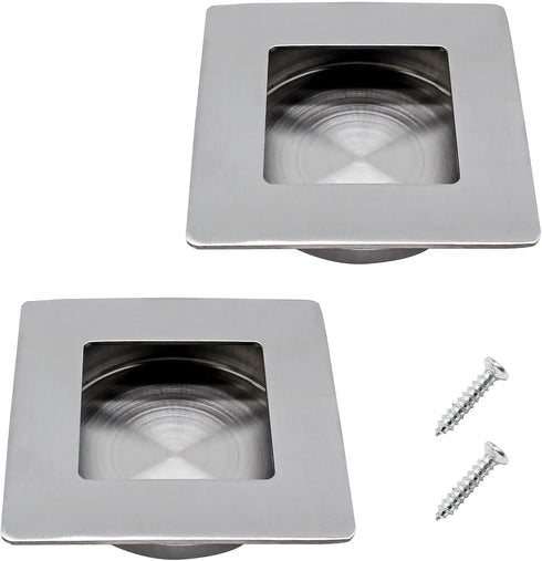 2 Pack 70 x 70MM Recessed Flush Pulls, Stainless Steel Square Invisible Flat Finger Pull for Sliding Door