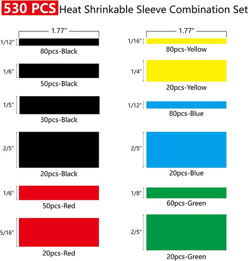 Long Leaf 530 pcs Heat Shrink Tubing Kit, Waterproof Tubes Wire Wrap, Self-Solder Wire Connectors with Storage Case