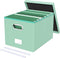 Oterri File Organizer Box with Lid, Portable Hanging File Box for Letter/Legal Storage, Mint-green Leather, 1 Pack