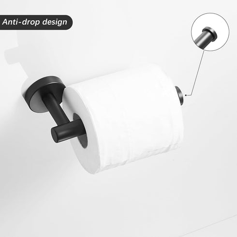 Leyden Matte Black Toilet Paper Holder and Hand Towel Holder, 2 Pieces Bathroom Hardware Accessories Set, SUS304