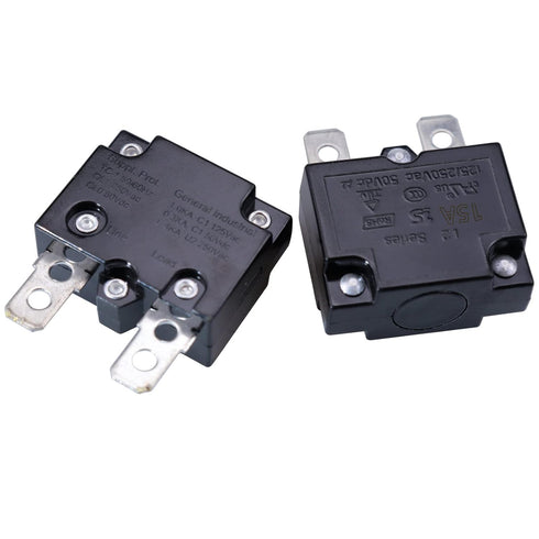2Pcs Thermal Circuit Breaker 15Amp, Thermal Overload Protector L2 Series 125-250V AC 50V DC Automatic Reset Relay