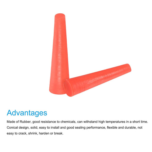 MECCANIXITY Silicone Rubber Tapered Plug, 2mm to 4.2mm Solid Red for Powder Coating, Laboratory Use, 30 Pieces